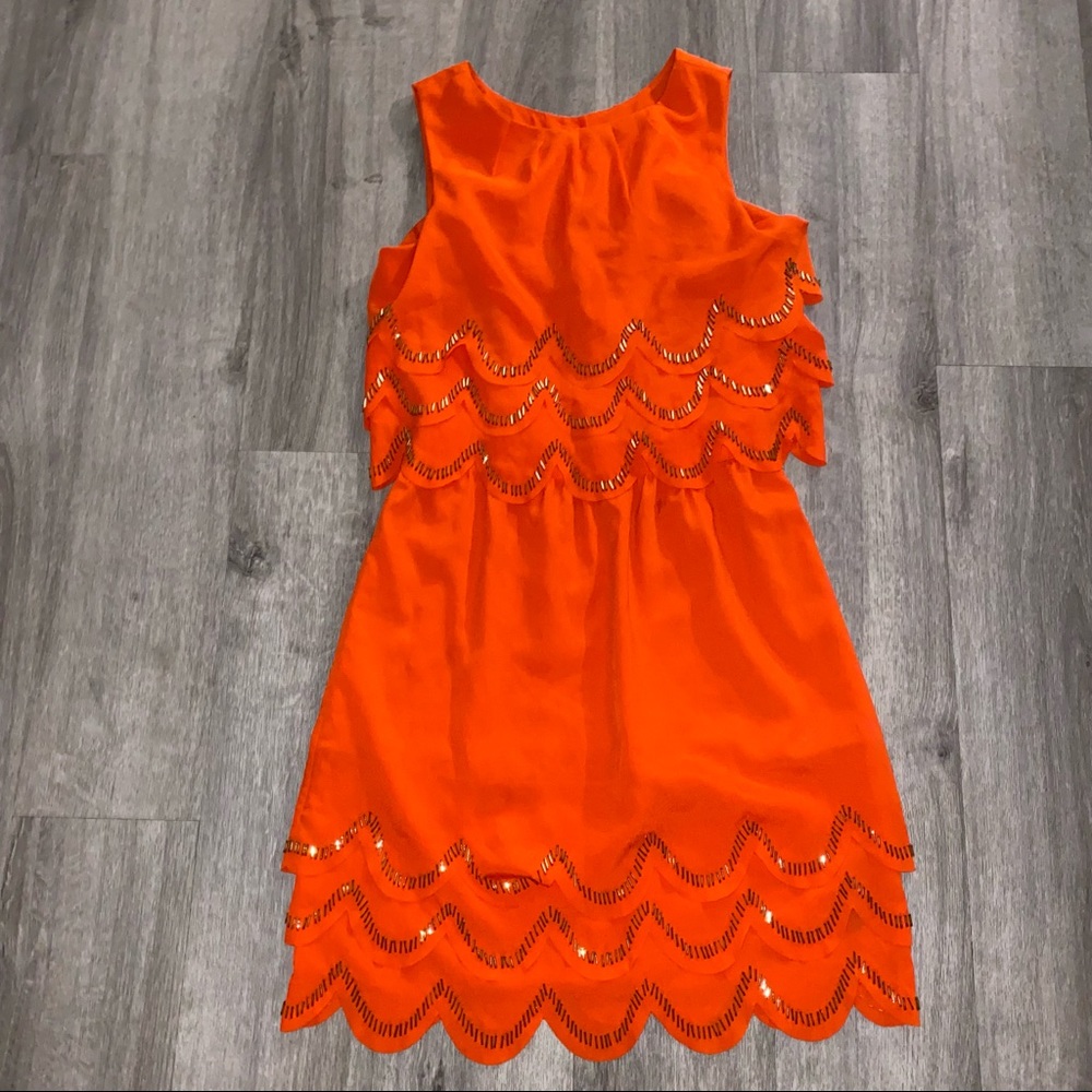 Ted Baker Orange and gold beaded dress